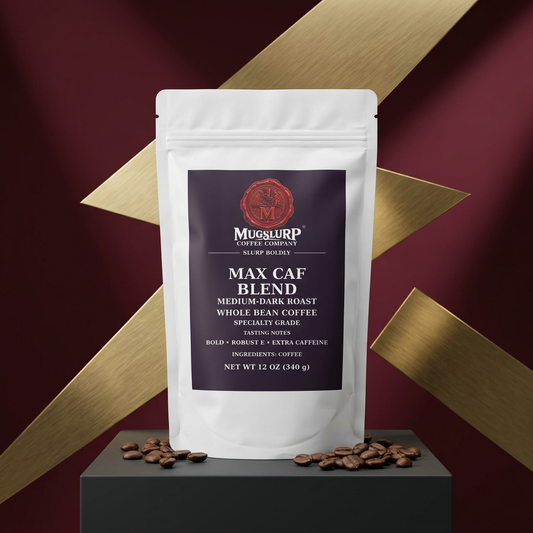 Mugslurp Max Caf Blend with diagonal brass studio panels